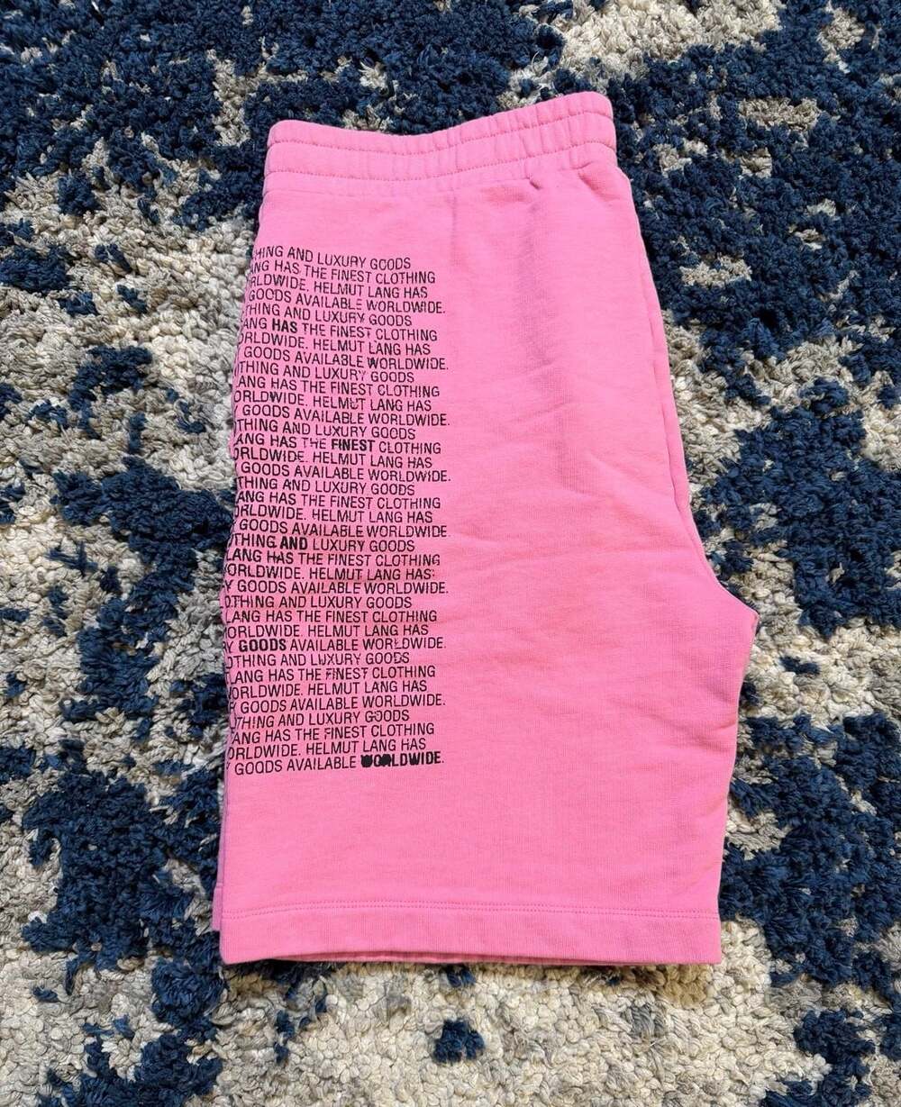 Helmut Lang Text Print Sweat Shorts Pink